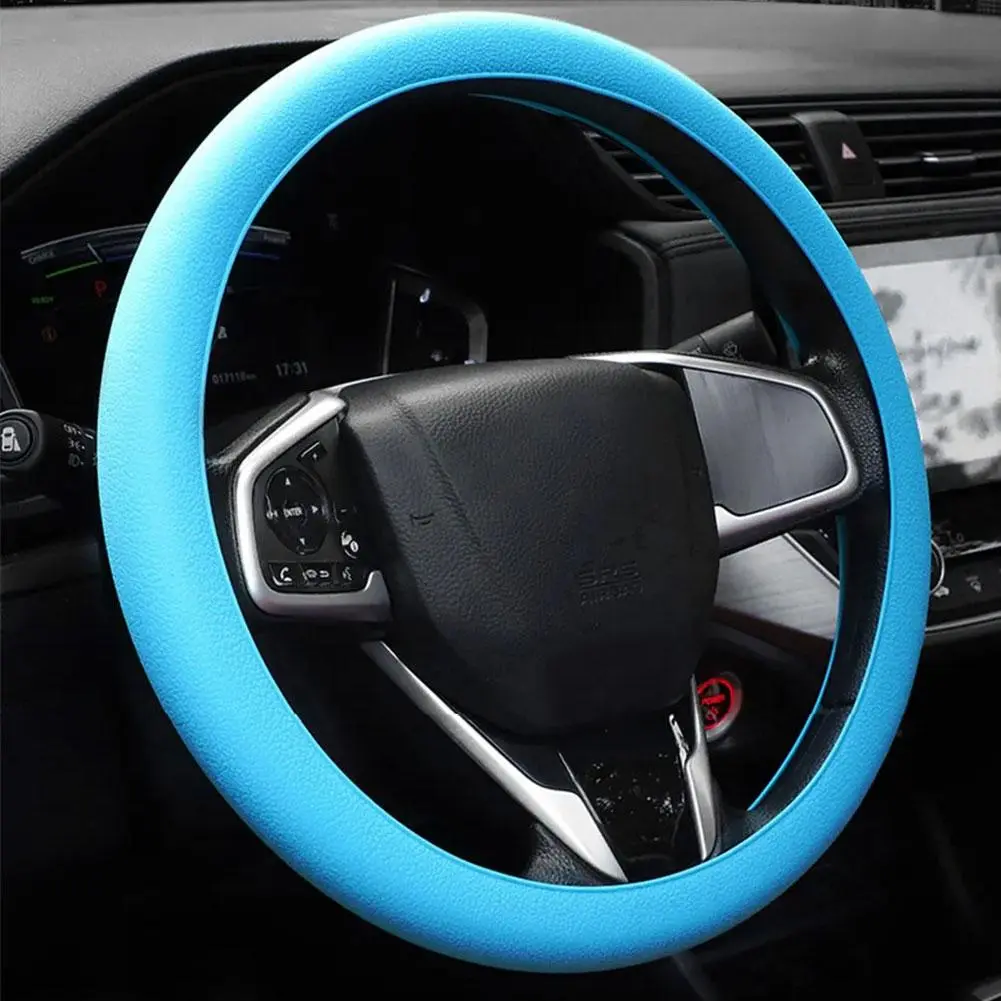 Universal Car Silicone Steering Wheel Cover Fashion Handle Non-slip Sweat-absorbent Cover For 32-40 CM