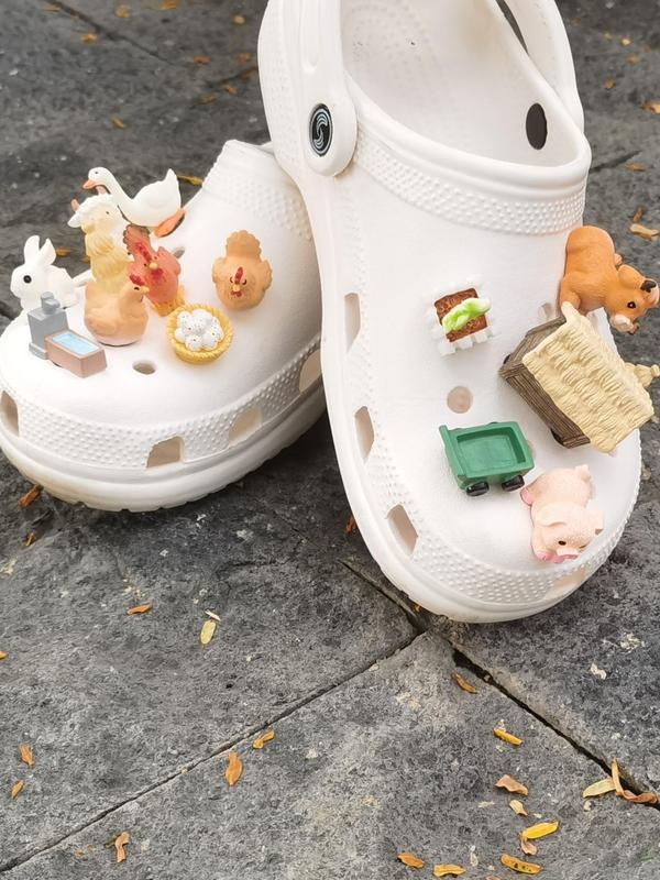 Unisex Cute 3D Farm Animals Design Shoe Charms, Novelty Shoes Ornaments for Clogs, Creative Chic Shoes Accessories for Clogs DIY Decor 3