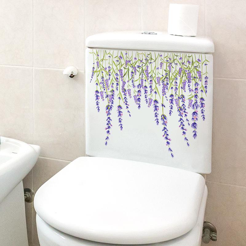1PC Flower Bird Toilet Sticker  Self Adhesive Paintings Removable Bathroom Decal Decorative Room Decor Wall Stickers 5
