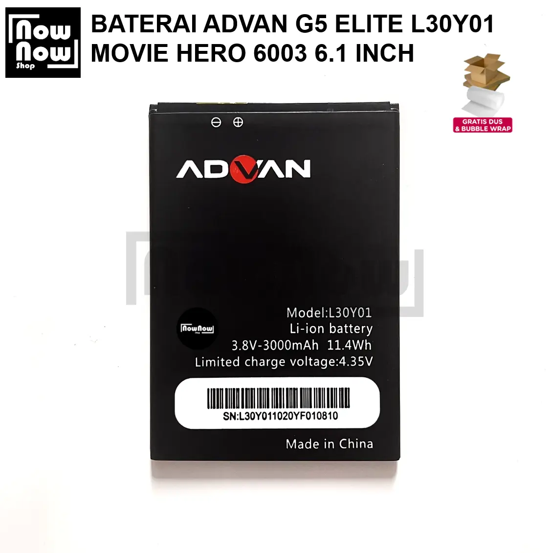 Baterai For Advan G5 ELITE L30Y01 Movie Hero 6003 6.1 Inch Batre Batrai Battery HP Advance Elite