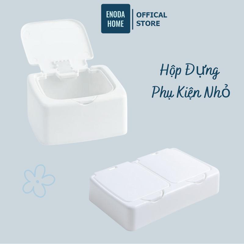 Hộp Đựng Phụ Kiện, Bông Tẩy Trang, Tăm Bông Có Nắp Bật Tiện Lợi, Thiết Kế Nhỏ Gọn Để Bàn R013