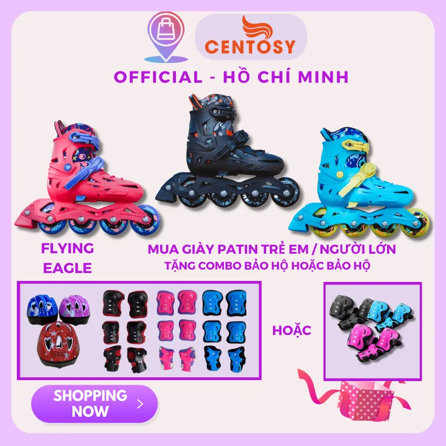 Giày trượt patin trẻ em Centosy Flying Eagle NT2 cao cấp chuẩn hàng chính hãng bánh xe cao su đặc Sneaker Sport Kids