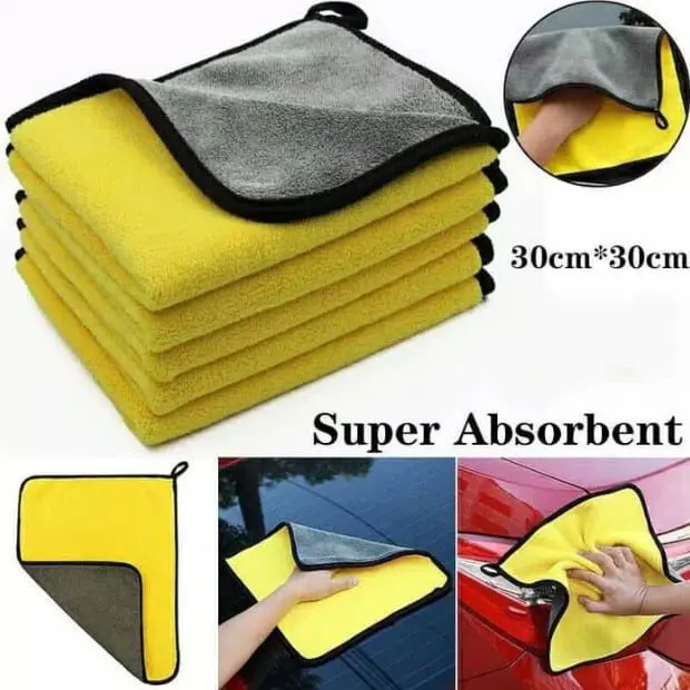 Kain Lap Microfiber 500gsm 30x30cm 30x60cm Premium/Lap Kain Detailing Mobil Motor Kuning Abu/Kain Lap Cuci Motor Mobil Tebal Serbaguna 2