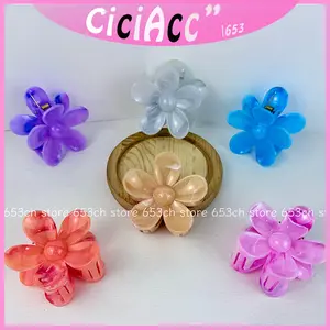 Cici - 604-L JEPIT RAMBUT MODEL BUNGA MELATI MOTIF MARBLE Jedai Viral Per Lusin 12 PCS Bahan Ori Berkualitas Ukuran 7x7 cm Warna Random Clips