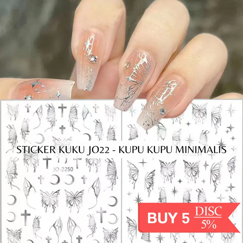 Stiker Kuku 3D Motif Laser Butterfly Minimalis/Stiker Kuku Kupu-Kupu Aesthetic Minimalis/Nail Art Decoration 0