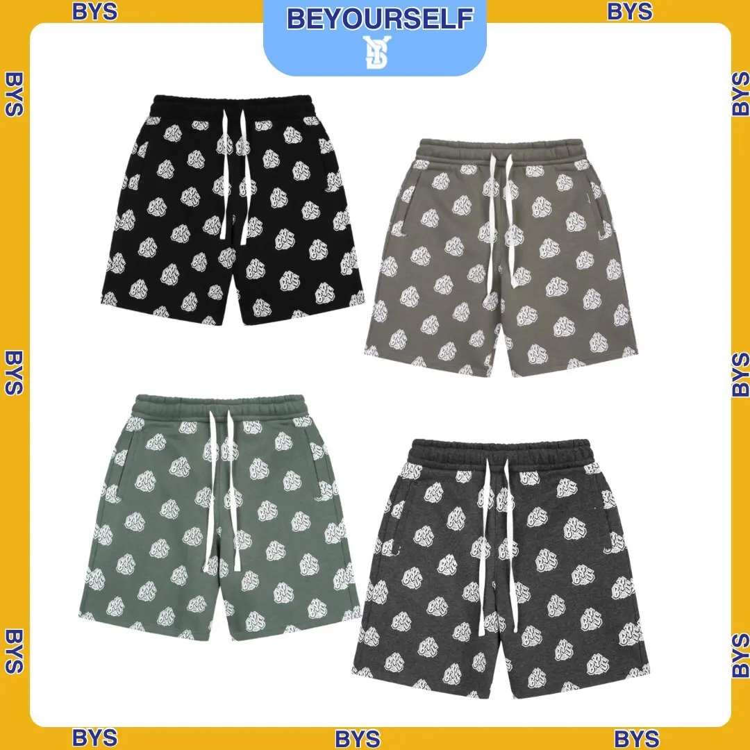 Quần short nỉ full logo Beyourself - Local Brand chính hãng