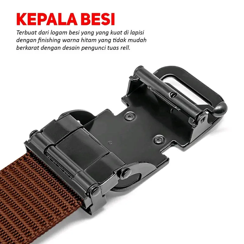 Gesper Men  Sabuk Ikat Pinggang Pria Tali Nylon Kepala besi model Pengunci Otomatis Belt Kanvas sabuk  kopel 6