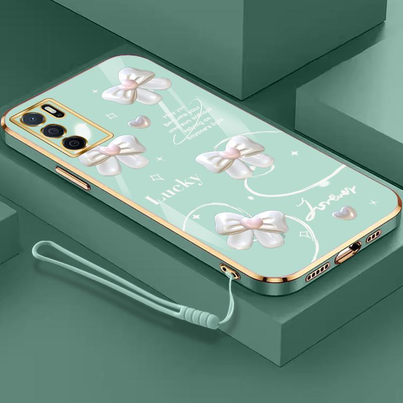 Casing Hp untuk OPPO A16 A16s A1 Pro A11 A11x A11K A12 A12s A12e A15 A15s A16K A16e A17 A18 A1k A1x A2 5G A2x A3 A31 A32 A33 2020 A35 2021 A36 A37 A38 A39 A3 Pro 3D Stereo Bow Tie Silicon TPU Electroplating Case Murah 5