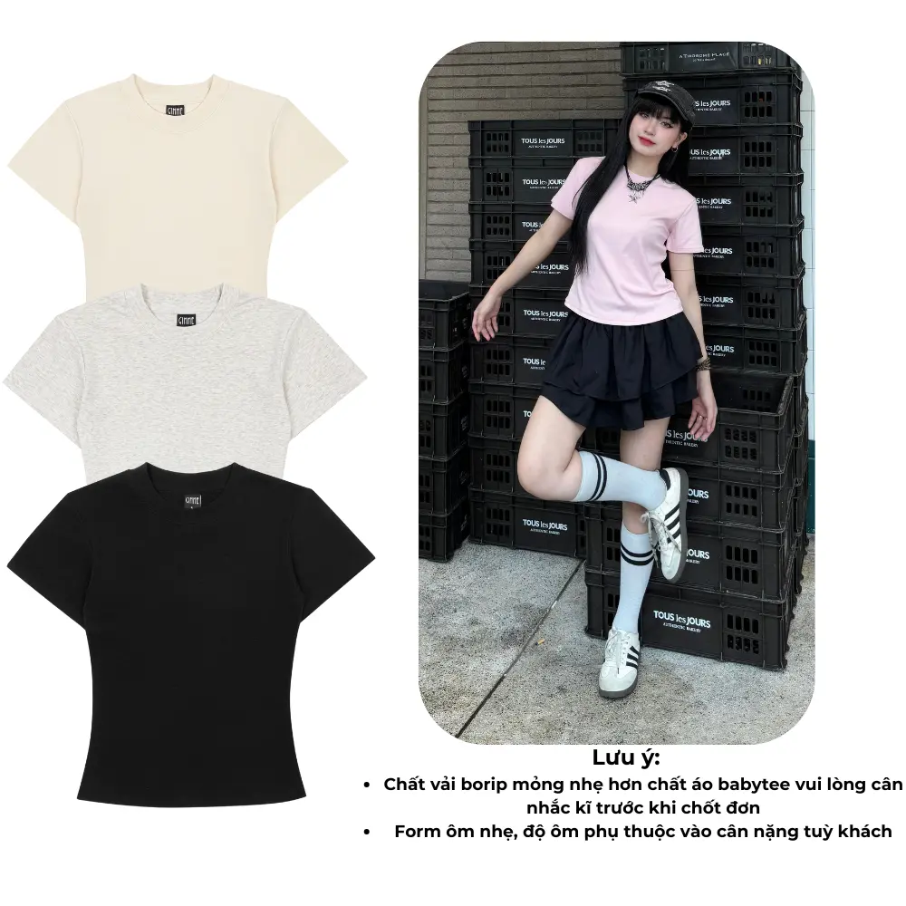 [VẢI BORIP] Áo thun mùa hè babytee Gimme - cotton 4 chiều mềm mịn - form fit - GMBR1