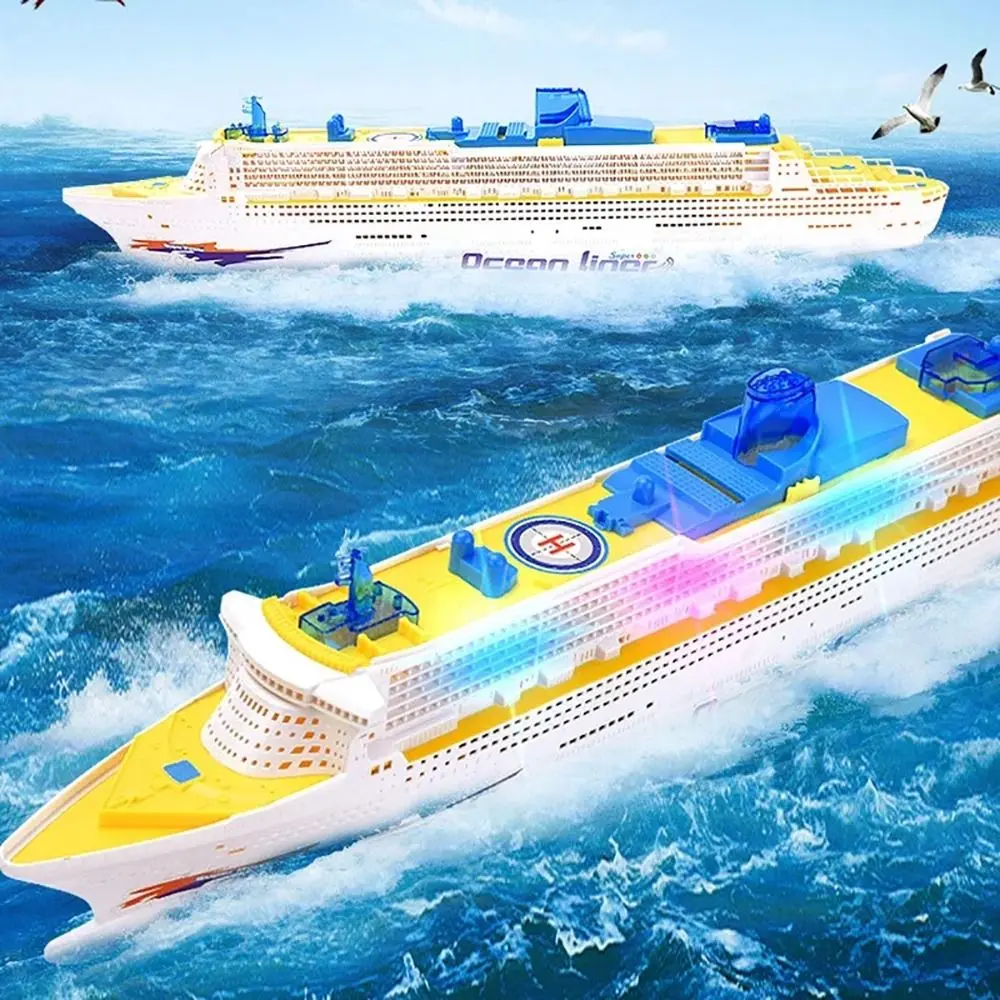 NEW Flashing Light Electric Ship Toy Automatic Steering LED Light Sound Cruise Ship Toy Realistic Kid Nautical Toy