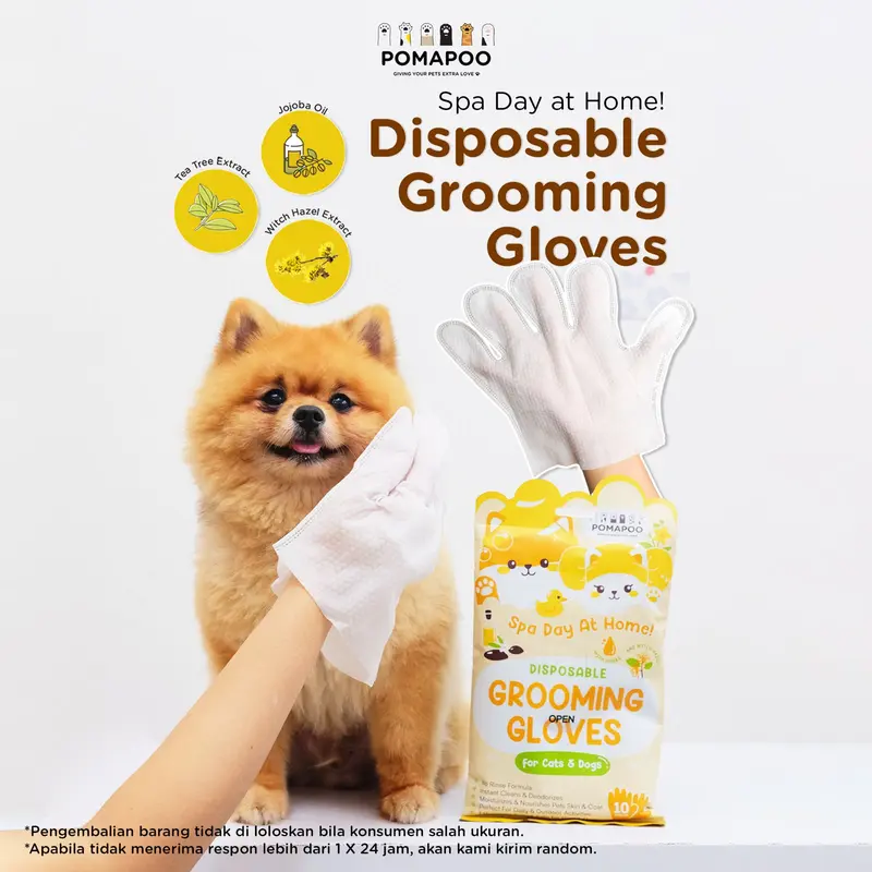 Pomapoo - Sarung Tangan Mandi Kucing dan Anjing Tanpa Air Pet Grooming Gloves 0