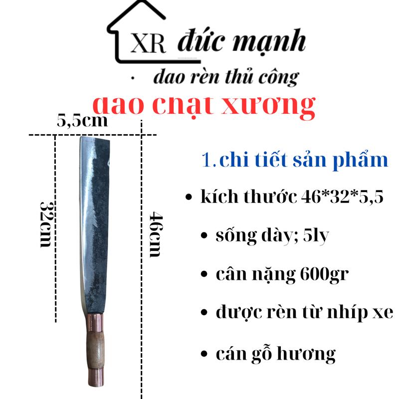 dao chặt củi đi rừng phát hoang ,chặt xương xườn ngan gà ,rèn từ nhíp xe sắc bén , rể mài ,cán nghiến khâu đồng, cây  rule  chặt  dừa 1