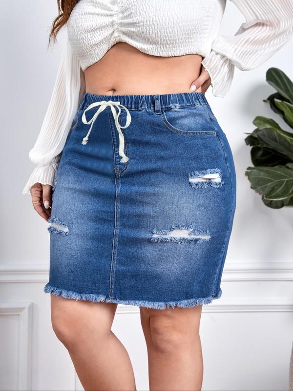 Women's Denim  Skirt, Fashion Casual Pocket Design Skirt for Daily Outdoor Wear, Women Bottoms for Summer 2