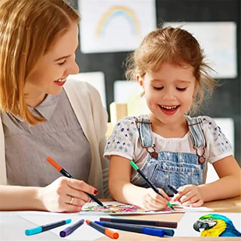 Product Introduction of 12-120 Colors Set Dual Tip Art Marker Watercolor Brush Fineliner Pen For Drawing Painting Double Head Fine Liner Stationery Pain 2