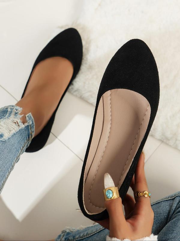 Women's Fashionable Solid Color Pointed Toe Flat Shoes, Casual Comfortable Slip on Shoes for Daily Wear, Lightweight Breathable Shoes for All Seasons, Girl 4