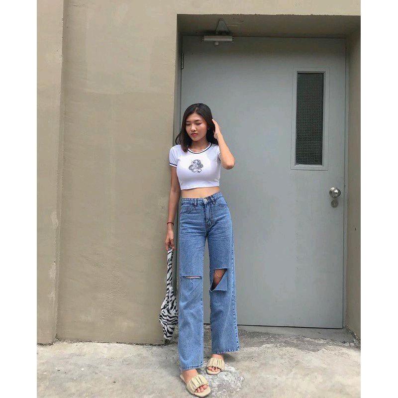 Product Introduction of SHANA HIGHWAIST KULOT JEANS SOBEK Santai Celana Panjang Nyaman Wanita 2