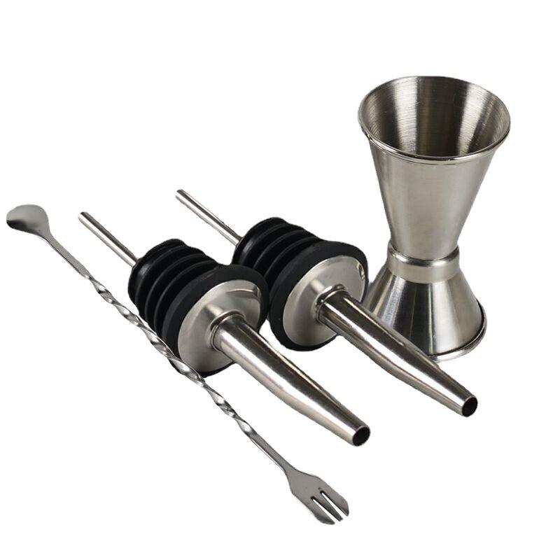 Cocktail stainless steel 6-piece set, cocktail mixer, bar utensils, shaker, and wine glasses 4