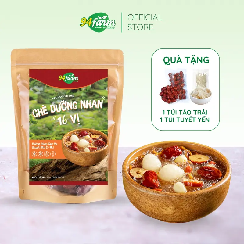[Tặng 1 túi táo đỏ + 1 túi tuyết yến][1 KG] Set chè dưỡng nhan 1kg 16 vị topping Nấu 40-45 chén 94farm Nước Trà Tea 0