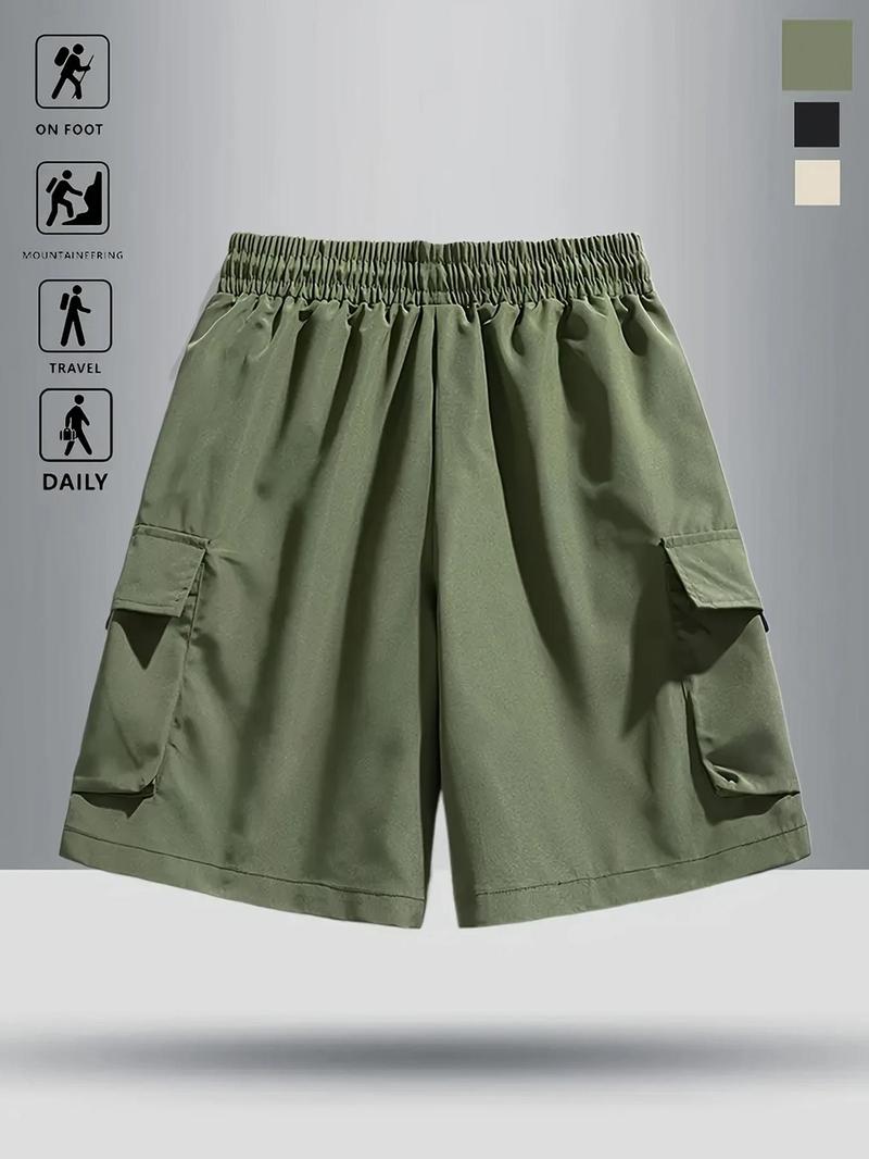 Product Introduction of Men's Solid Flap Pocket Cargo Shorts, Regular Fit Casual Fashion Comfy Shorts for Summer, Men's Bottoms for Daily Wear 5
