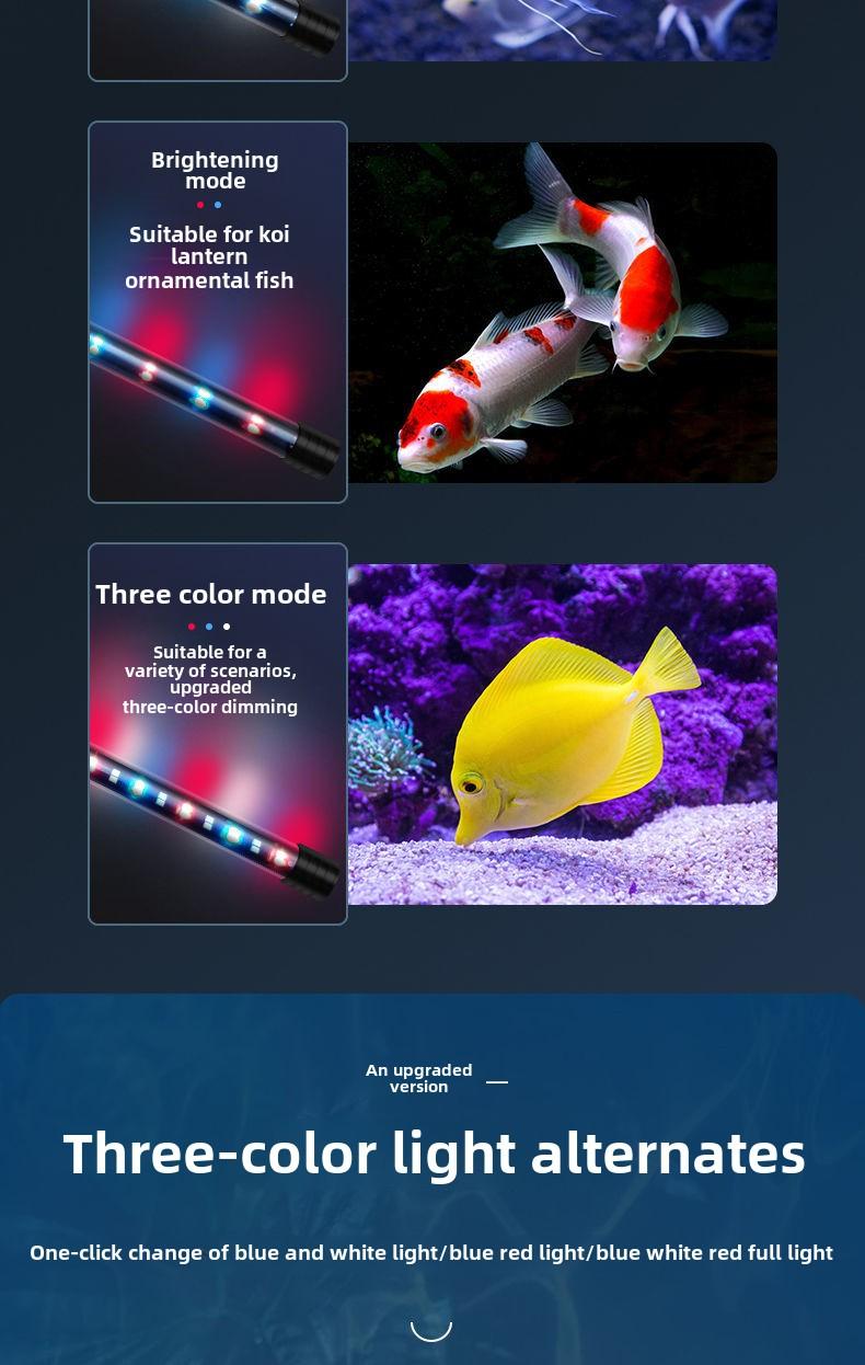 Product Introduction of [In Stock] Fish Tank Light LED Waterproof Submersible Light Tube Small Aquarium Full Spectrum Decorative Aquatic Plant Light Dragon Fish Light 4