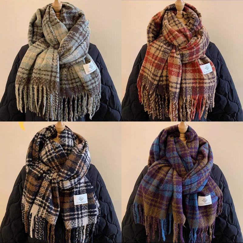 Khăn quàng cổ - Khăn choàng cổ kẻ chất len nam nữ lông mịn dệt kim ulzzang Hàn Quốc sca-a-037