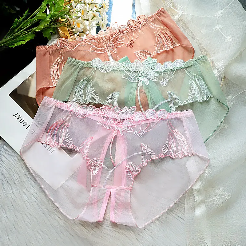 BIGSIZE SEXY Quần Lót Gợi Cảm Cỡ Lớn Ngoại Cỡ Đồ Lót Nữ Chất Liệu Lưới Thiết Kế Quần Lót Xuyên Thấu Thêu Và Ren Gợi Cảm
