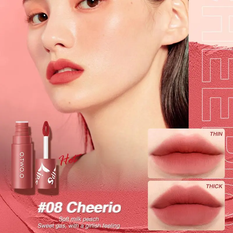 O.TWO.O Lip Mud Matte Lipstick Air Velvet Lip Glaze Long Lasting Lip Gloss 7