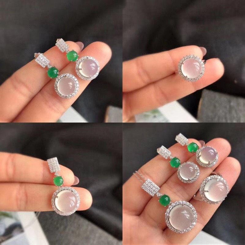 Product Introduction of Elegant Fashion Natural zircon Stud Earrings Ring Pendant Necklace Fashion accessories Set High Ice Perfect zircon Three-Piece Set Anniversary Auspicious Birthday 36