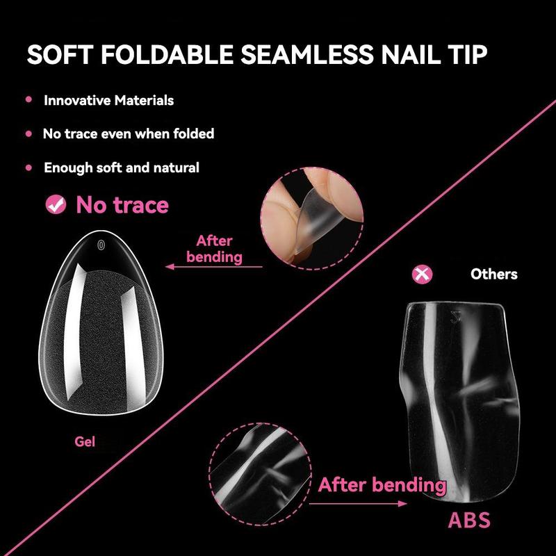 Product Introduction of Semi-matte Almond False Nails, 240 Pieces/box, Full Coverage Soft Gel False Nails, No-carving False Nails, Nail Extensions for Women and Girls 4