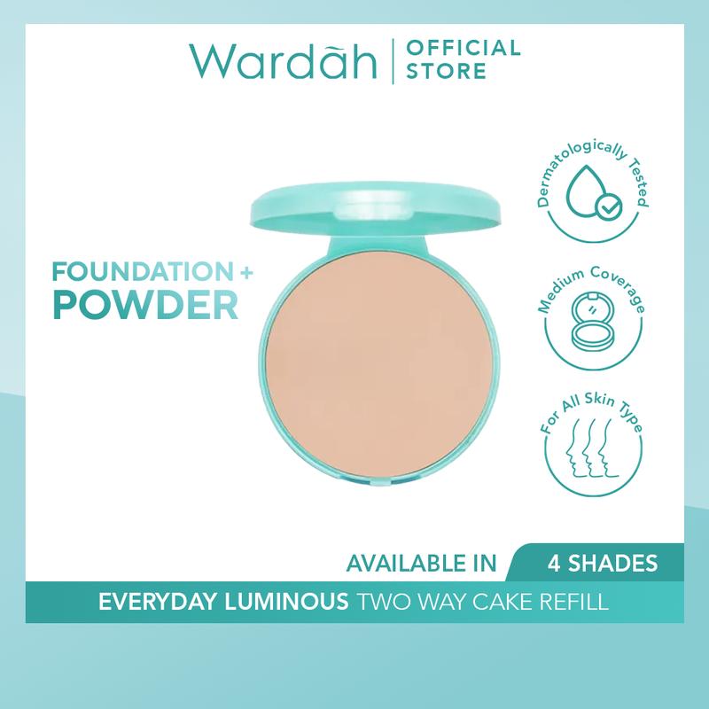 WARDAH Everyday Luminous Two Way Cake Refill - Bedak Dengan Hasil Matte Yang Halus Ringan Dengan Kandungan Vit E - Oil Control dengan Hasil Akhir Natural - Makeup 1