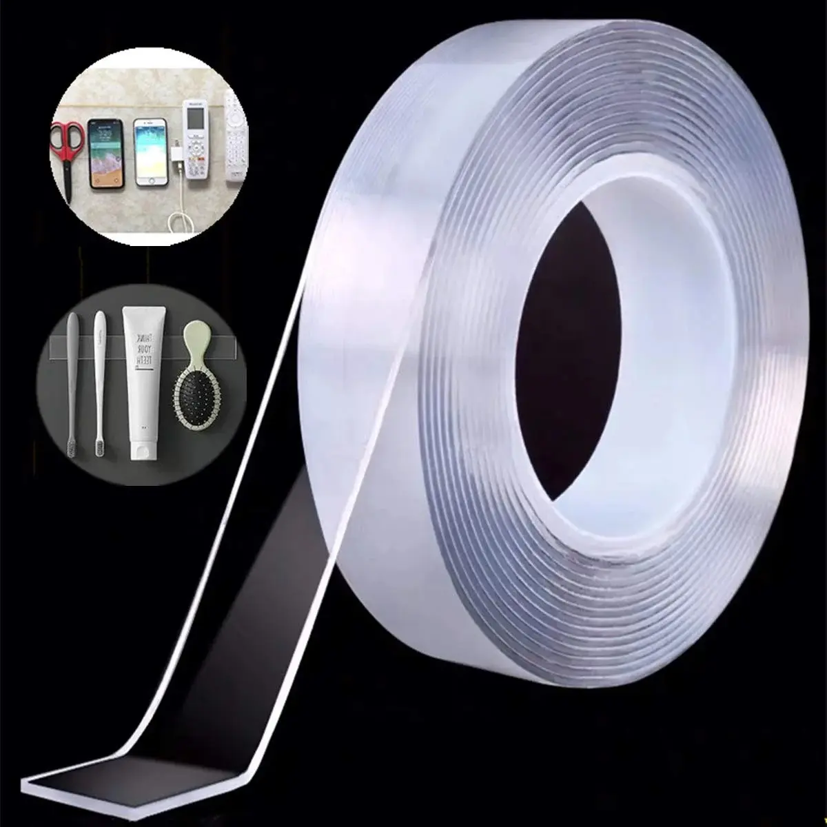 Băng Dính Keo Hai Mặt Nano, Chịu Lực, Băng Dính Dán Tường, Dính Mạnh, Băng Dính Trong Suốt, 1.18 Inch, Chiều Rộng 9.85 Ft