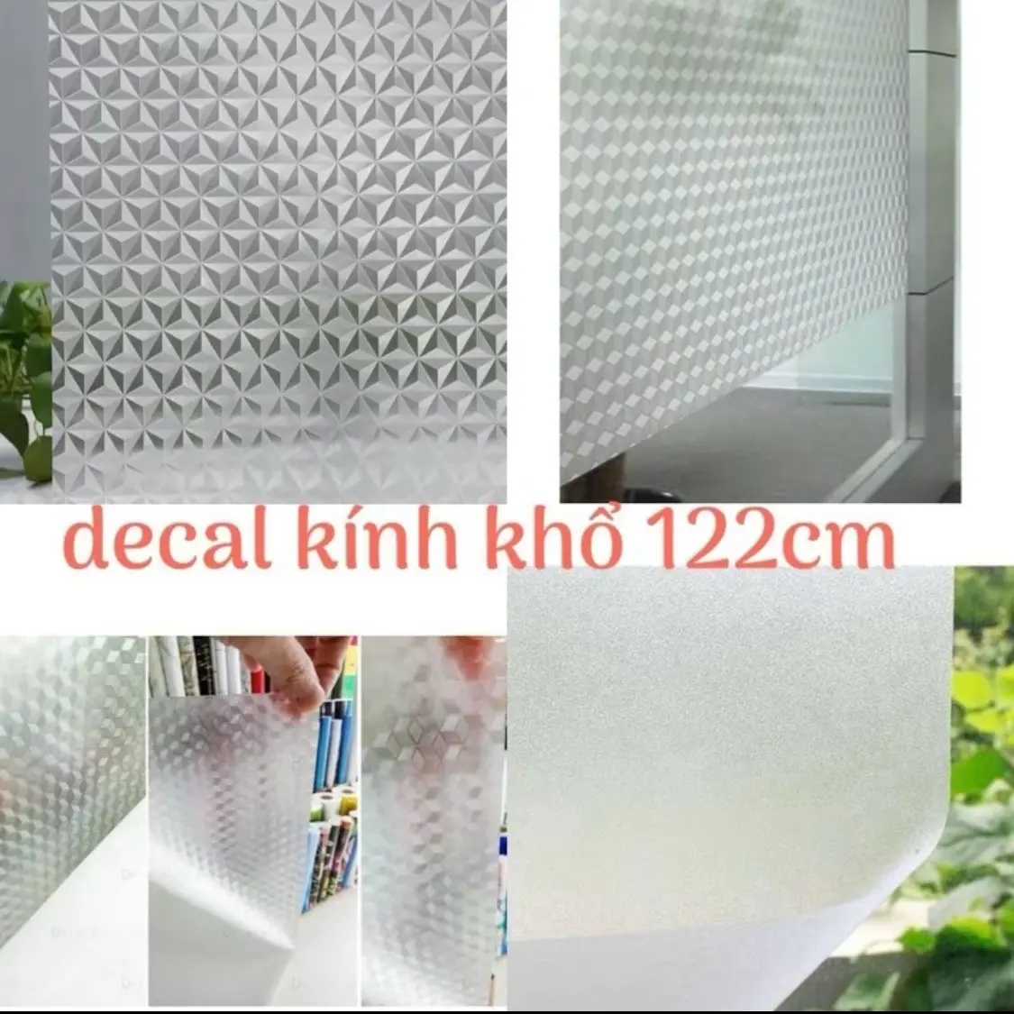 Cuộn Decal mờ dán kính văn phòng, giấy dán kính mờ cửa sổ nhà tắm cửa ra vào kim cương 3D decor phòng