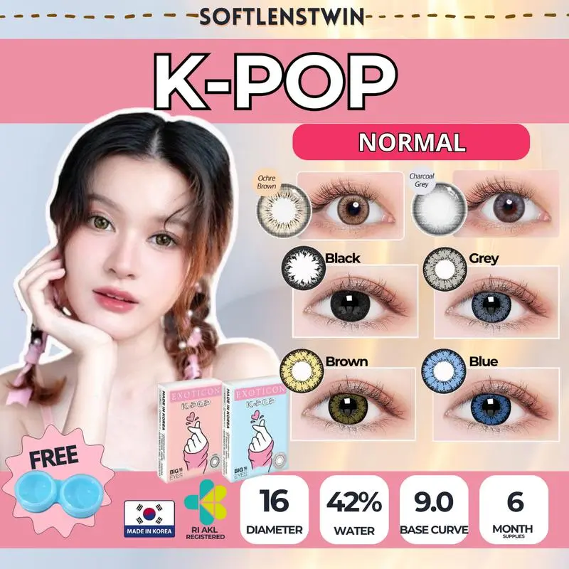 Softlens X2 K-POP dia.16mm  Lensa Normal Big Eyes Black Brown Blue Grey