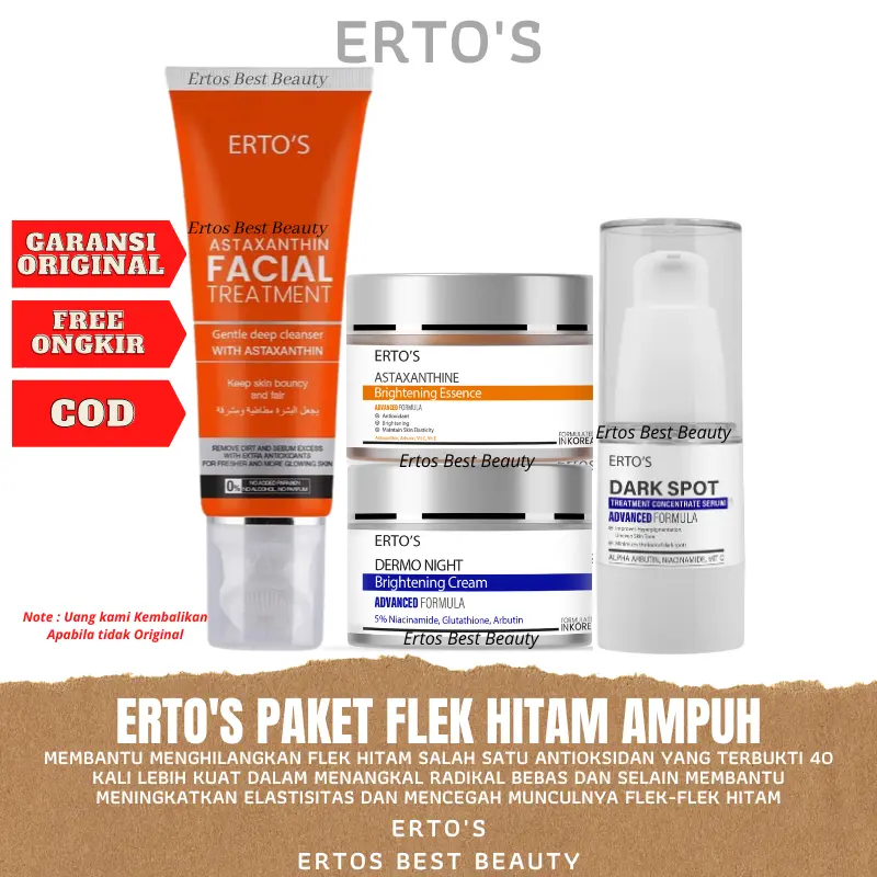Ertos Paket Flek Bintik Hitam Ampuh  4IN1 ( Ftn Ast, Dark Spot, Night Cream, Astaxanthine ) 0