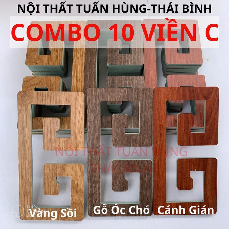 Combo 10 VIỀN C dán tường TẶNG KÈM PHỤ KIỆN Trang trí ban thờ Decor chất liệu gỗ MDF hàng chống ẩm Thái lan cao cấp miếng dán