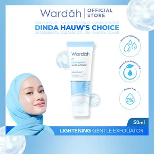 Wardah Lightening Gentle Exfoliator 50 ml - Pembersih Wajah dengan Scrub dan Advanced Niacinamide - Glowing dan Menghaluskan