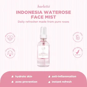 Harlette Indonesia Waterose Face Mist | [NO PEFUME] Dry, Dehydrated, Combination, Oily, Acne Prone Skin, Hydrating, Mawar