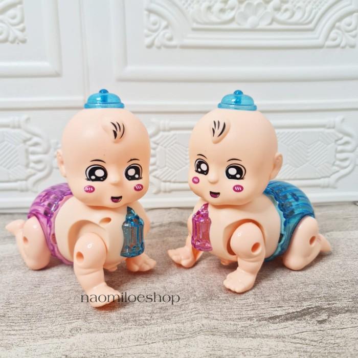 crawling Doll transparan kelap kelip lampu mainan bayi merangkak BATRE mainan murah 2
