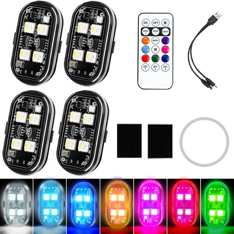 RGB LED Car Strobe Light, Motorcycle LED Flash Position Light, Auto Airplane Helicopter Warning Light, Car Decorative Light 1