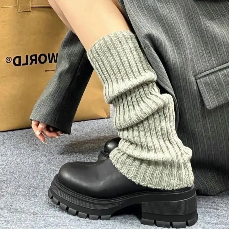 [Shop Hot Sale] Bunching Socks JK Socks Sweet Girl Gray Foot Sock Autumn and Winter Knitted Bunching Socks Show Hot Girl All-Match Simple Warm Socks