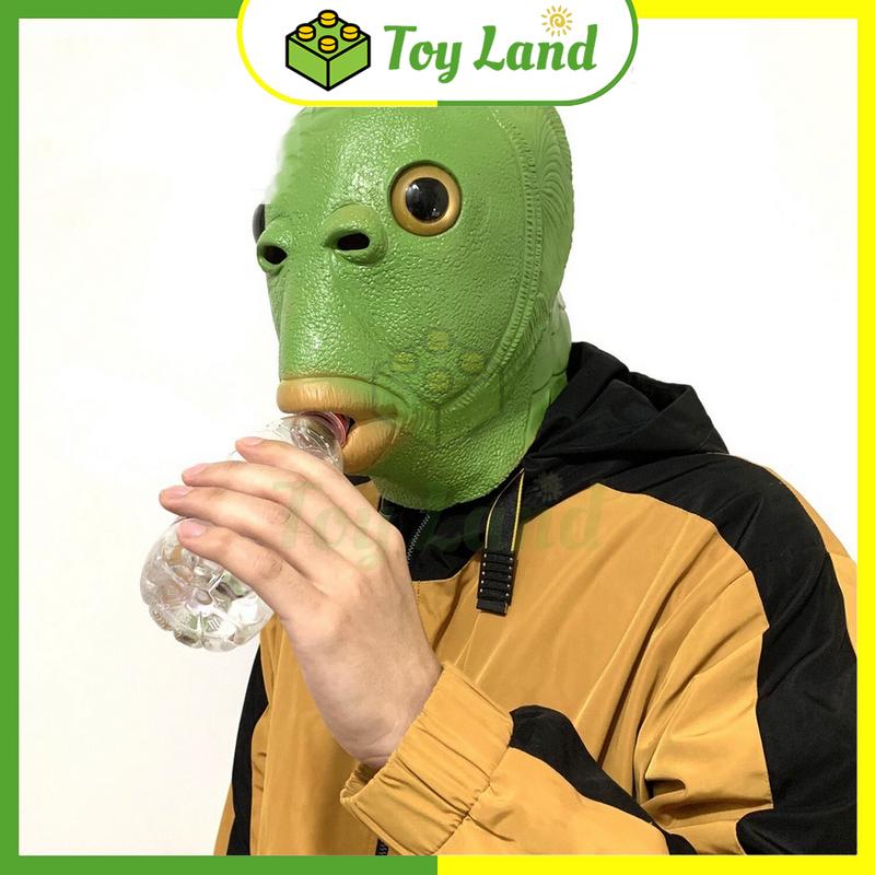 [Cao Cấp] Mặt Nạ Ếch Xanh Mặt Nạ Cá Da Xanh Silicone Loại Dày Đẹp Trùm Đầu Hóa Trang Quái Vật Cá Chép Xanh Lá Đồ Chơi