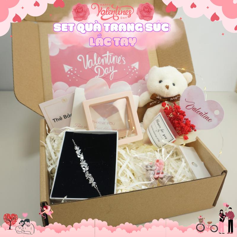 Set Quà Valentine, Hộp quà tặng dây chuyền titan, Móc Khoá gấu, dây kẹp tóc ,đèn led , hộp đựng trang sức , thiệp tặng người yêu , tặng bạn thân,  quà sinh nhật set quà tặng bạn gái, set quà giáng sinh
