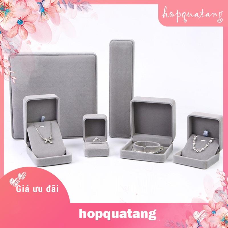 Hộp Trang Sức Hộp Nhung Quà Tặng Đựng Nhẫn Bông Tai Dây Chuyền Lắc Tay