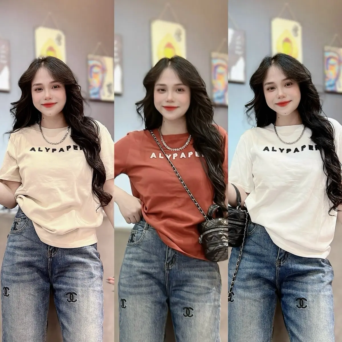 Áo thun cotton Thái nữ PHOM VỪA PHOM RỘNG phối chữ THÊU ( Mã THÁI THÊU ĐẮP ALYPAPE )