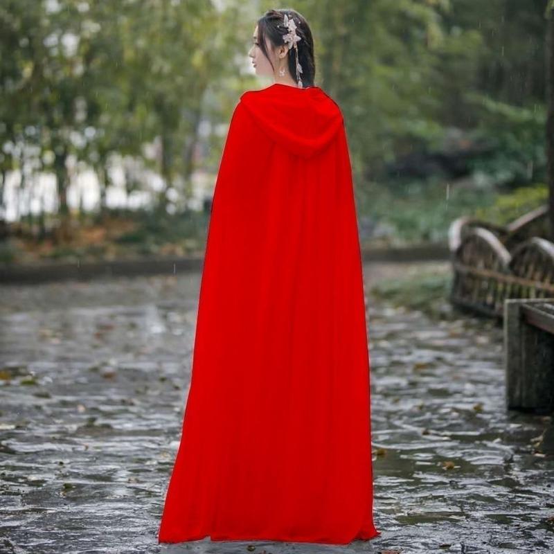 Product Introduction of Áo Choàng Hanfu, Mũ Rơm Đỏ, Mỏng, Dài, Dành Cho Nữ, Thích Hợp Đi Phượt Sa Mạc, Chụp Ảnh, Chống Nắng, Có Mũ Trùm Đầu, Trang Phục Cổ Xưa, Làm Bằng Voan, Năm 2025 4