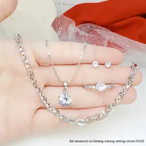 set aksesories anting cincin kalung gelang dewasa Set01UD Aksesoris Stainless Wanita