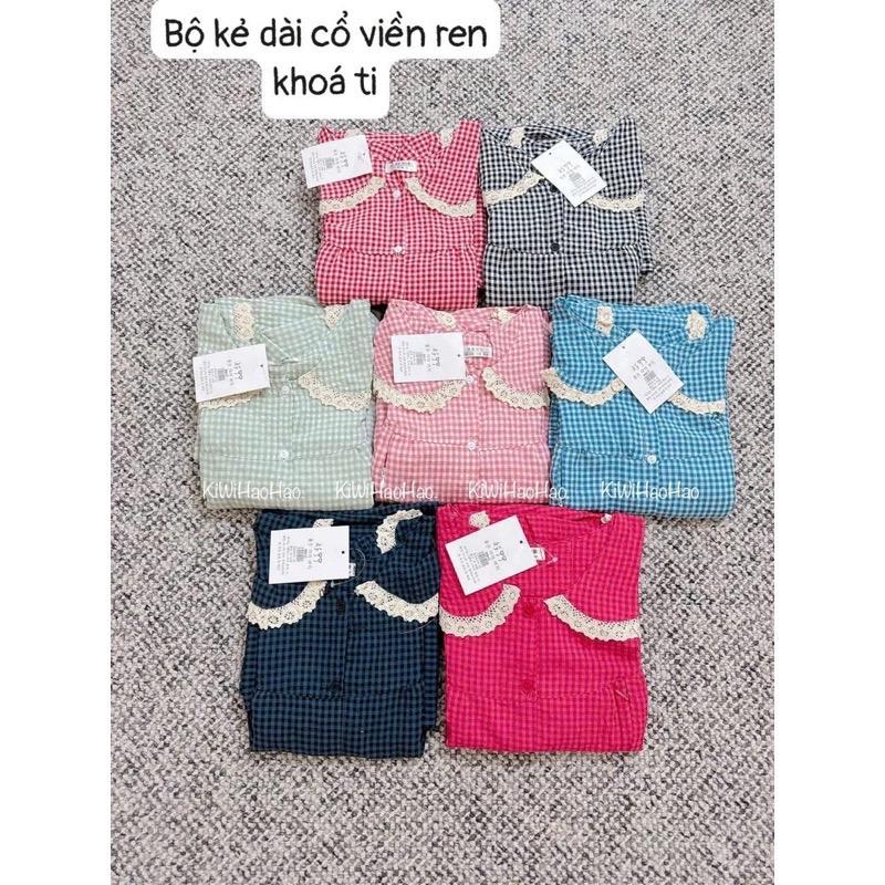 Bộ bầu bộ sau sinh - Bộ dài tay đũi kẻ xốp cổ sen viền ren 7