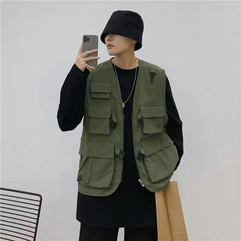 Áo Vest Chiến Thuật, Nhiều Túi, Thời Trang Trung Quốc, Dành Cho Nam Và Nữ, Phong Cách Chức Năng Tối Màu, Áo Vest Không Tay Thích Hợp Cho Bảo Hộ Lao Động Ins, Hàng Mới Về 6