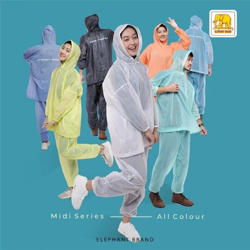 Jas Hujan Setelan Dewasa Ponco + Celana Midi / Elephant Brand 0