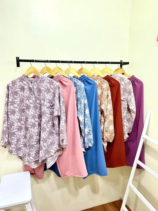 FIRA SET MOTIF l CRINKLE CEY AIRFLOW Premium Polos Baju Panjang Celana Wanita 5
